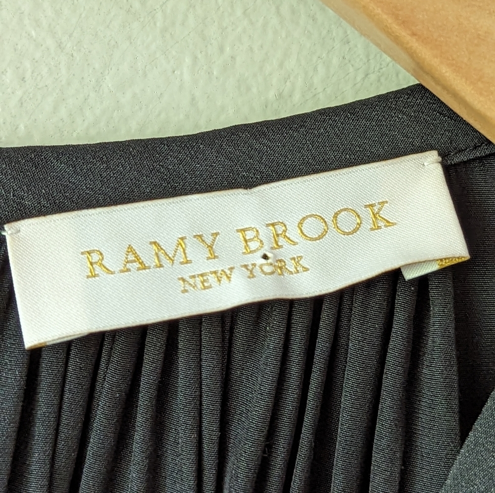 Ramy Brook Paris Silky Sleeveless Draped Mini Dress sz M in Black - Picture 11 of 15
